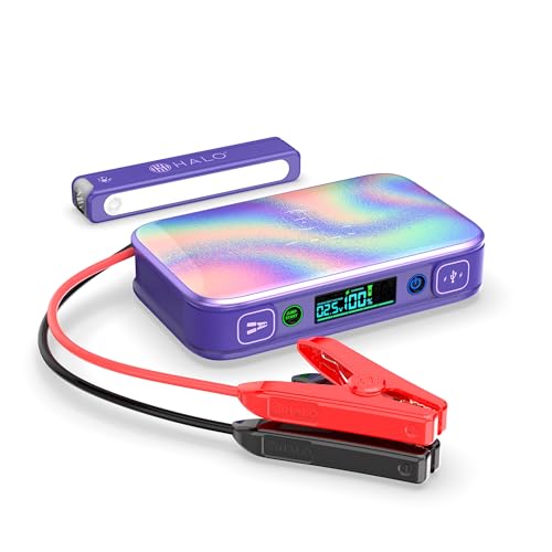 Halo Bolt PaL 1000 Portable Car Jump Starter | USB-A & USB-C Charger Ports, Digital Display, Powers Multiple Devices, Detachable Power Bank & Emergency Flashlight, Jumps Cars SUVs & Trucks — Purple - image 1