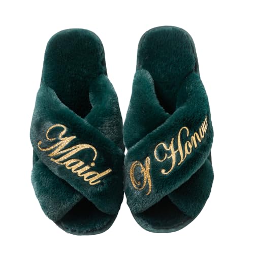 Bridal Slipper - Bridesmaid & Bachelorette Gifts - Forest Green - Bridal Shower