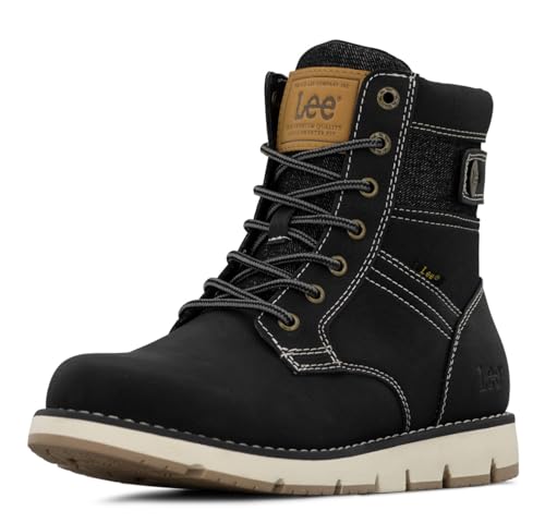 Lee | Hudson Chukka Boot for Men | Durable & Stylish Mens Chukka Boot | Everyday Men Footwear, Black/Black Denim, 9.5 M