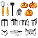 Messe mit günstig Kaufen-PLLYPE Halloween Kürbis Schnitzset, 11 Stück DIY Halloween Kürbis Schnitzwerkzeug mit Vorlagen, Halloween Deko Kürbis Schnitzwerkzeug, Edelstahl Kürbis Schnitzmesser für Kinder und Familie