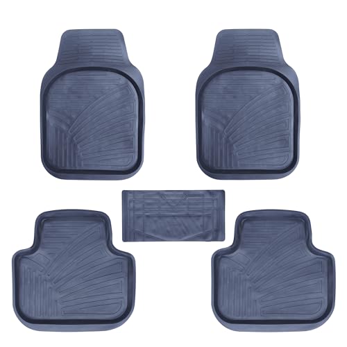 Image of NIKAVI Universal Car Floor Mats 5 Pcs Set, Premium TPE Tray Style Car Mats, Waterproof, Anti-Slip, All Weather Protection, Flexible Durable Easy to Clean Car Foot Mats, Black