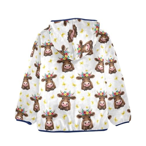 CHIFIGNO Cute Brown Cow Toddler Zip up Hoodie Fleece Outerwear Jackets for Fall Winter 3T2