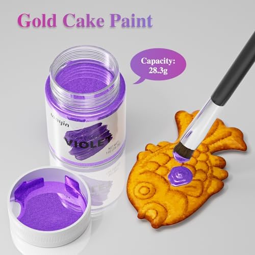 Purple Edible Art Decorative Paint -Vibrant Color Food Coloring Upgraded Edible Glitter Decorative Cake Paint for Baking, Cupcake, Cookie, Fondant, Donuts, Chocolate, Icing Frosting-Purple/(28.3g/Bottle)