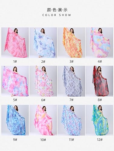 250x120cm Belly Dance Scarf Veils Hand Scarf Hand Thrown Gradient Tie-dye Dance Scarf Veils4