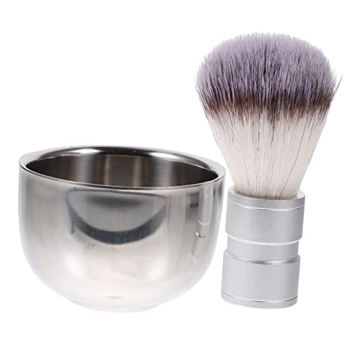 DEARMAMY Brocha de Afeitar y Tazón Inoxidable Doble Capa Color Aleatorio Kit de para Hombre para Húmedo y Cuidado Color Aleatorio