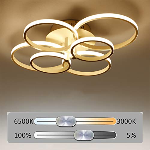 Preisvergleich Produktbild LED Deckenleuchte, Pendelleuchte, Metall Ring LED Dimmbare Fernbedienung Hängelampe für Schlafzimmer Esszimmer Beleuchtung Deckenleuchte (6 Lichter)