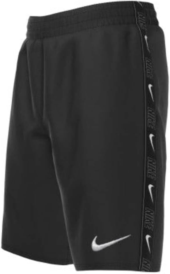 Nike Swim Boys' Logo Tape Lap 7" Volley Short Black SM (7-8 Big Kids) / Black