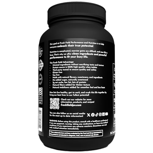 Fresh Field Chocolate Protein Powder - All Natural Whey Protein Powder - Gluten Free Protein Isolate (25 gm) - Soy & Sugar Free Isolate Whey Protein - 30 Servings with One Scoop Size - Image 3