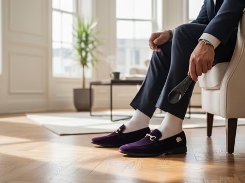 Image of Men's Velvet Designer Classic Dress Tuxedo Smoking Slipper Loafers Slip On Shoes SM-56