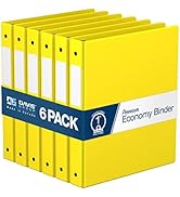 A link to the listing for a pack of 6 Premium Economy yellow 1-inch three-ring binders.