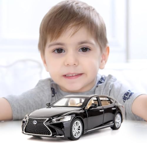 Image of FEXXA ๐๏ธ Exclusive Alloy Metal Pull Back Die-cast Car Model with Sound Light Mini Auto Toy for Kids Metal Model Toy Car with Sound and Light (1.32 Scale Lexus LS500H-BLACK)