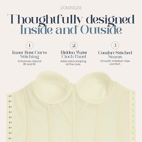 Dominique Women’s Lace Longline Corset Bustier Bra #8949 – Strapless Bra Seamless Full Figure Support - Lingerie for women3