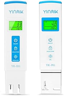 YINMIK Digital pH Meter TDS Meter Combo Accurate Measurement for pH TDS EC Temp with ATC, 2nd Generation Water Quality Tester with Horizontal Display for Hydroponic Swimming Pool Aquarium