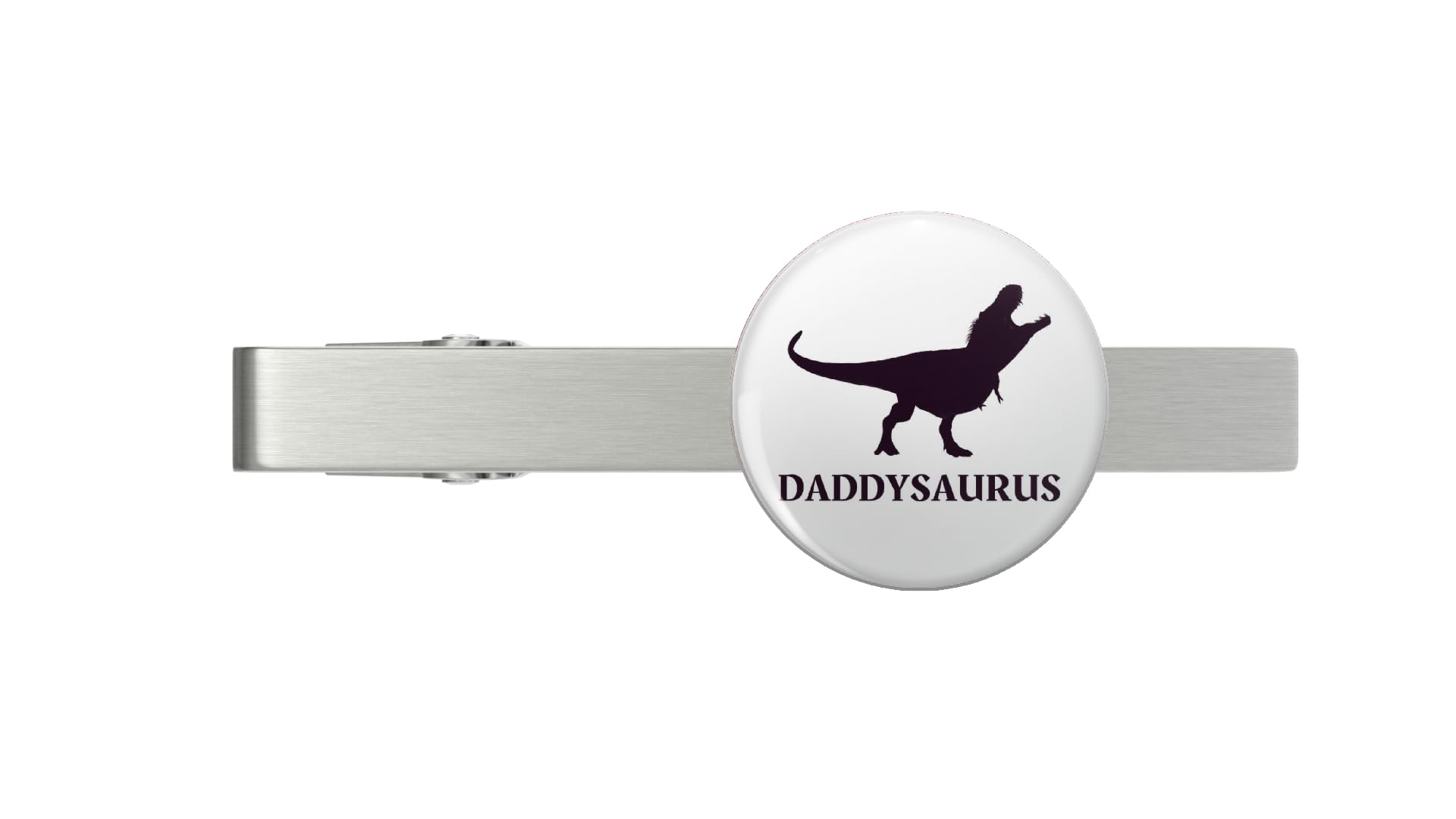 DADDYSAURUS - gift for dad,fathers day,birthday Silver Tie Clip Tie Bar Veteran Gift