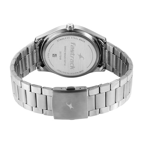 Image of Fastrack Groove Quartz Green Round Dial Men's Analog Watch | Stainless Steel Strap Material | Water Resistant Watch - 3317SM03