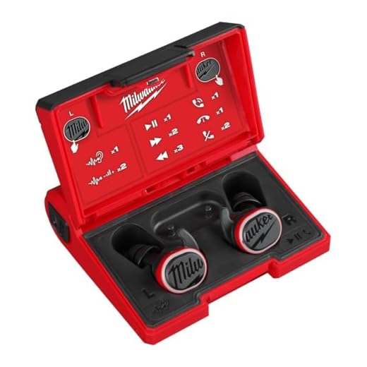Milwaukee L4RLEPB-301 USB wiederaufladbare Ohrstöpsel mit Bluetooth, Gehörschutz für Industrie, Baustelle, Lärmreduktion, Rot, Schaum-Silikon, Ohrstöpsel, EARPLUG