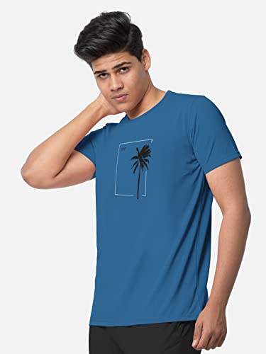 Image of BULLMER Black Trendy Typographic Printed Round Neck Half Sleeve Tshirt for Men