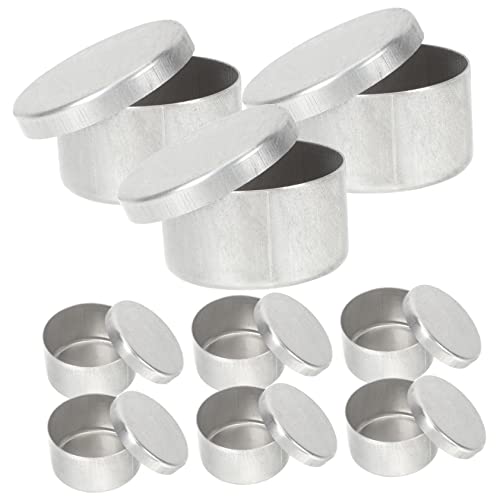 Healeved 9pcs Aluminum Round Tins Sampling Weighing Boxes Soil Containers Lids Dasiction Food Containers for Labs