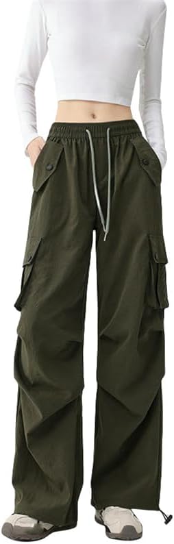 JYHBHMZG Women's American Style Autumn High Waist Drapey Casual Wide Leg Sports Cargo Pants