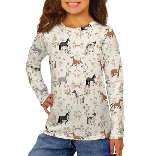 Renewold Boys Girls Tees Kids T-Shirt Long Sleeve Crewneck T Shirts Casual Athletic Tops Clothing for Home School Travel