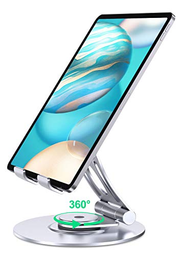 Bovon Soporte Tablet, [Base Giratoria de 360] Soporte para iPad Plegable y Ajustable, Diseo Antideslizante, Soporte Movil Mesa Aluminio Compatible con iPad, Samsung Tabs, E-Reader (4.7-12.9 Pulgada)