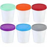YQMYXG 6 Pack 8 Oz Ice Cream Containers for Homemade, Ice Cream Containers with Silicone Lids Leak-Free, Reusable Ice Cream Storage Containers for Freezer Chocolate Sorbet