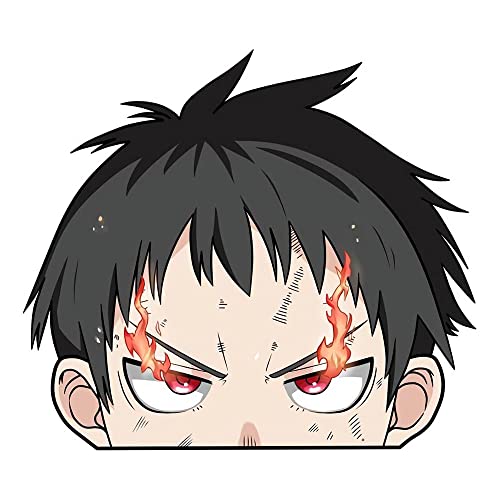 BLKUOPAR 5.1 '' Fire Force Shinra Kusakabe Anime Peeker pegatinas divertidas calcomanías de parachoques para ventana portátil monopatín tronco JDM Accesorios Cover