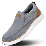 Mens Casual Slip in Shoes Boat Slip On Loafers Fashion Walking Dress Sneakers Work Lightweight Mesh Oxfords Soft Sole Grey