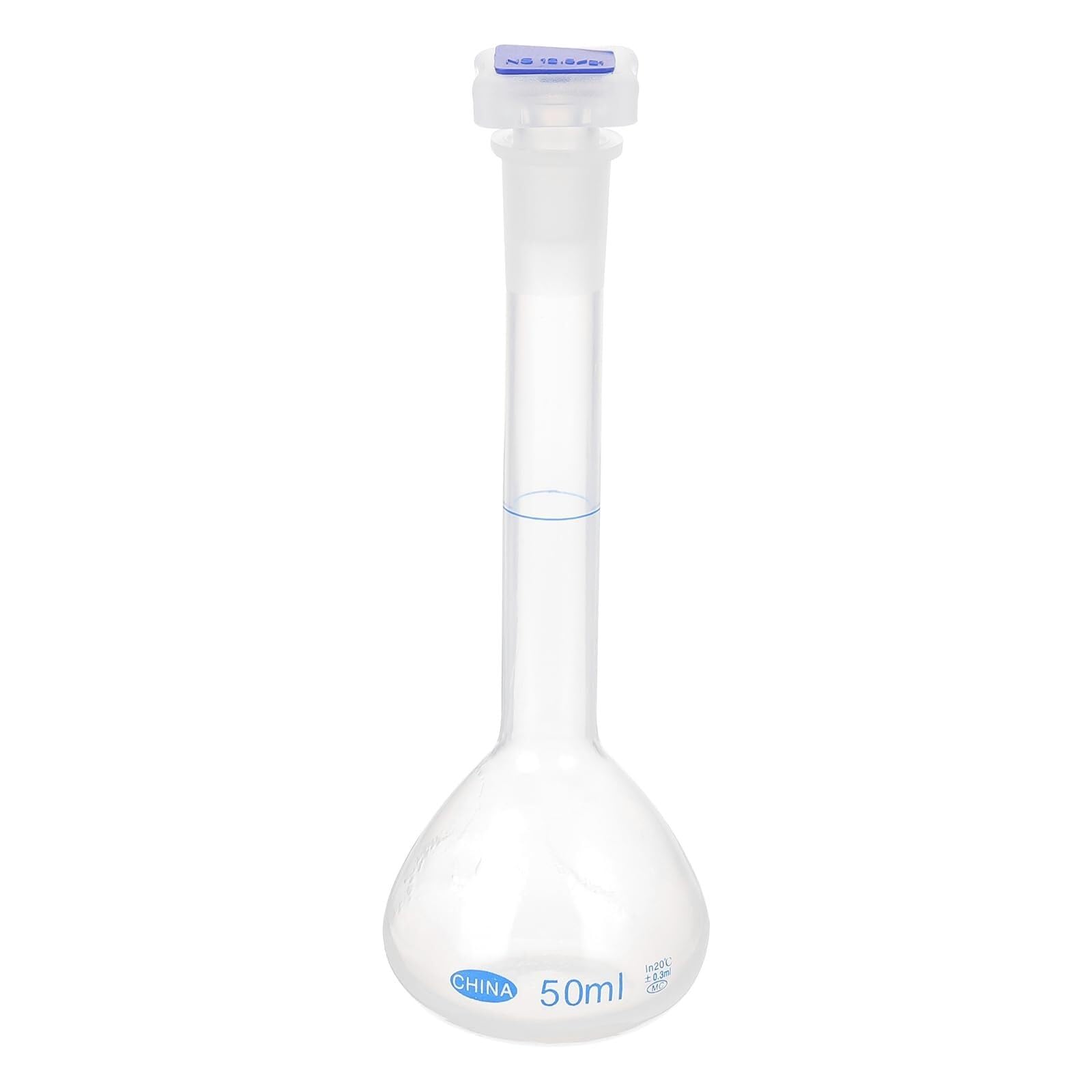 Matraz Aforado Polipropileno 250ml - Matraz de Medida Laboratorio Irrompible con Tapón y Graduación Azul(2,50ml)