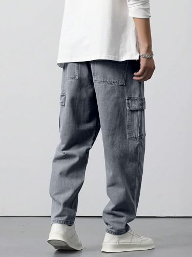 Image of TAGAS Men Loose Fit Men's Flip Pocket Jeans || Mens Stylish Cotton Loose Fit Denim Cargo || Multi-Pocket Styling Pant||
