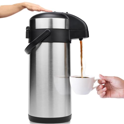 Vondior Airpot Pumpkanne 5 liters - Professionelle isolierte Kaffeekaraffe aus Edelstahl, Thermoskanne, Thermos-Getränkespender, Geeignet Für Partygetränke