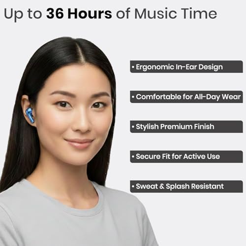 Image of ONE 7 Shine PODS Wireless in-Ear Earbuds | 13mm Dynamic Driver | Deep Bass | ENC Calling | Bluetooth v5.3 | Up to 36 Hours Playtime | Lightweight with Silicone Case (ON TWS-54) (Blue)