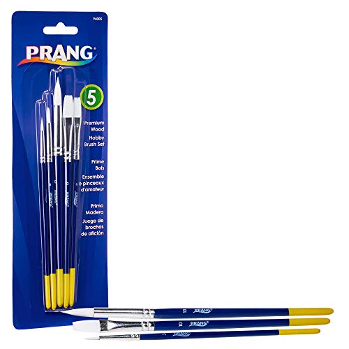 Prang Hobby Paint Brush Set for Oil, Watercolor, Acrylic and Tempera, Wood Handle White Bristles, 5  - //coolthings.us