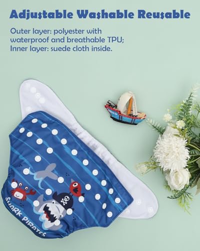 Image of ALVABABY Baby Cloth Diapers 6 Pack with 12 Inserts Cloth Diaper Covers Adjustable Washable Reusable for Baby Girls and Boys