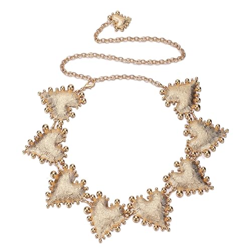 Women's Retro Concho Heart Style Western Country Cowgirl Mental Link Boho Waist Chian Belt for Dress Skirt Jeans