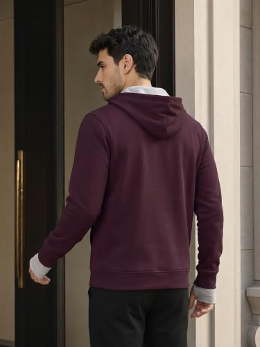Image of NOBERO Travel Hoodies for Men|Cotton Fleece Solid Hooded Full Sleeve Sweatshirt|15 Utility Features,Tab & Drinks & earphones Holder,Charger & Sunglass Pocket, Microfiber Cloth,In-Built Gloves,Eye Mask
