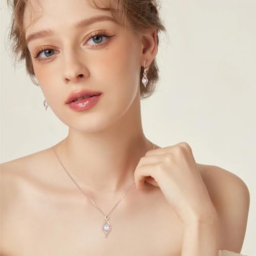 Freshwater Pearl Necklace for Women 925 Sterling Silver Infinity Pendant Necklace Pearl Jewelry Gifts for Her2