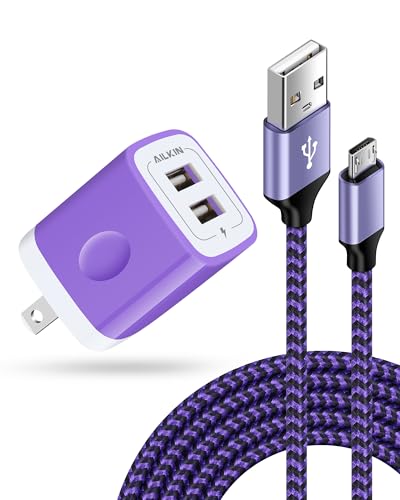 PS4 Controller Charging Cable with Dual USB Charger Block – Micro USB Cable for PS4 Slim/Pro, DualShock 4, Xbox One S/X Controller, Kindle Fire Stick, Game Power Supply(Micro-USB Cord + Wall Adapter)