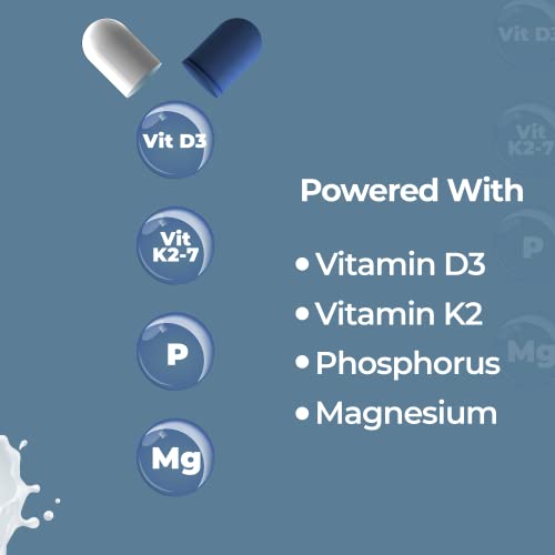 Zeroharm Holistic Calcium Tablets For Women And Men - Milk Based Calcium Supplement With Vitamin D3, K2-7, Magnesium & Phosphorous - Best Joint Support & Bone Strength Supplement (120 Tablets) #TOP4
