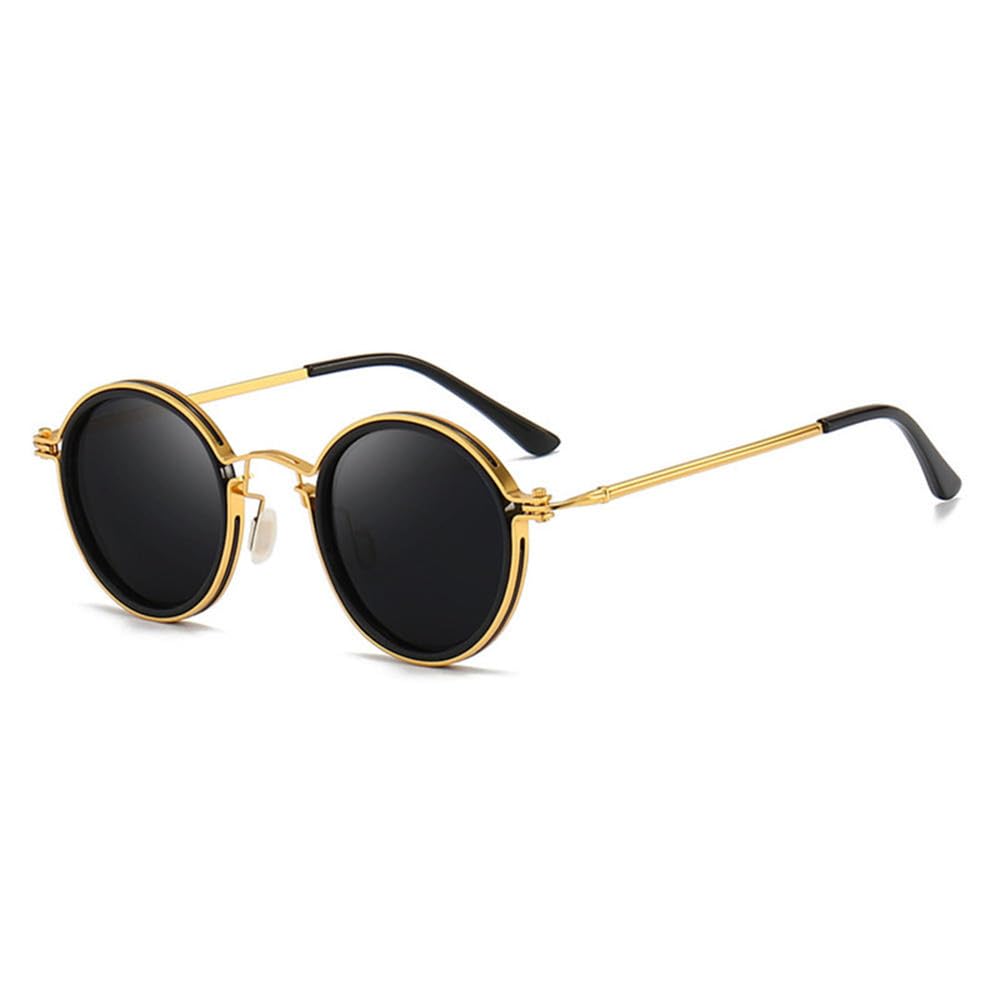 Occhiali da sole vintage rotondi polarizzati da uomo con montatura in metallo, occhiali alla moda, occhiali da sole per