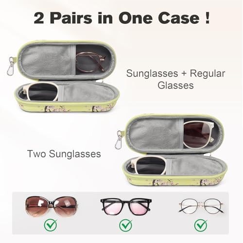 Image of Double Eyeglasses Case, Dual Glasses Sunglasses Organizer with Zipper Closure, Eyewear Storage Box for Men Women Travel