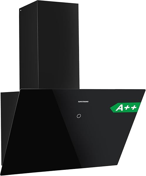 Cooker Hood 60cm Wall-Mount Extractor Hood with 600m³/h Tempered Glass Touch Control Aluminum LED 3 Speed Black TopStrong Extractor fan kitchen - 1