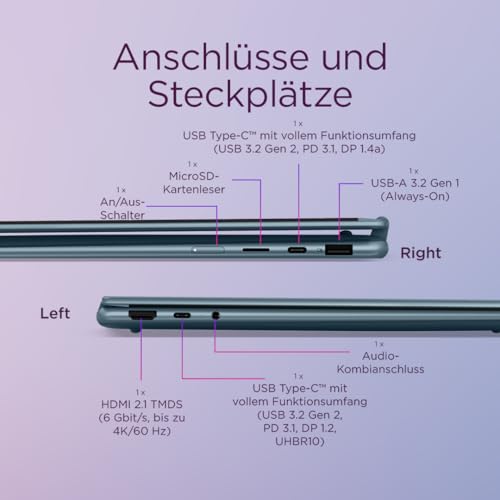 Lenovo Yoga 7 2-in-1 Laptop | Copilot+ | 14WUXGA OLED | AMD Ryzen AI 7 | 16GB RAM | 512GB SSD | AMD Radeon 860M | Win11 | QWERTZ | Tidal Teal | 3 Monate Premium Care | inkl. Hülle Exklusiv bei Amazon