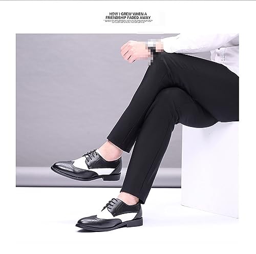 Men's Fashion Two Tone Patchwork Brogue Oxfords Shoes Classic Lace Up Dress Shoes Hand Stitched Formal Business Shoes3