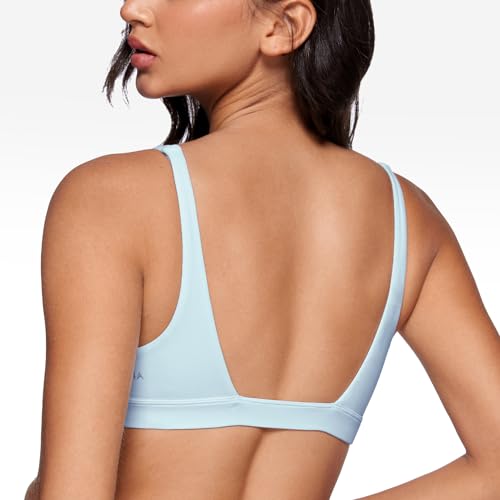 Image of INGIA Deep V-Neck Sports Bra Padded U Back Yoga Workout Bra | Low Impact, Fitness, Yoga, Wireless, Workout, Contour, Crop Top, for Women