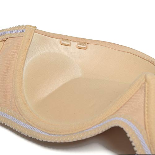 Strapless Convertible Pushup Bra Heavily Padded Lift Up Supportive Add Two Cup Multiway Tshirt Bras Nude, 34A