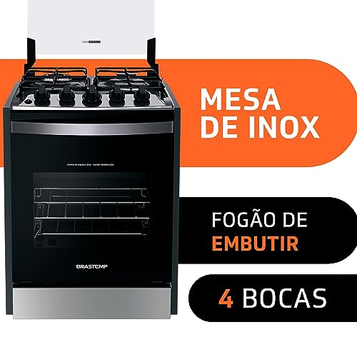 Fogão Brastemp 4 Bocas de embutir Inox com dupla chama e grades individuais – BYO4EBR Bivolt