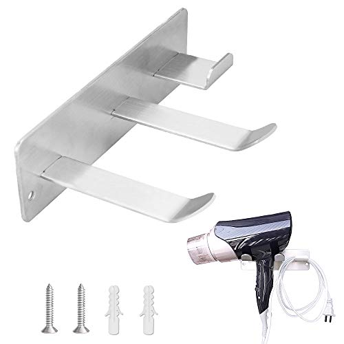 Haartrocknerhalter Fönhalter Edelstahl Haartrockner Halterung mit 3M Kleber, Haartrockner Wandhalter ohne Bohren für Küche, Badenzimmer, WC