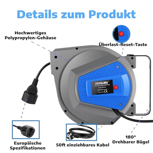 Enrollador de cable automático de 3000W con soporte giratorio 4