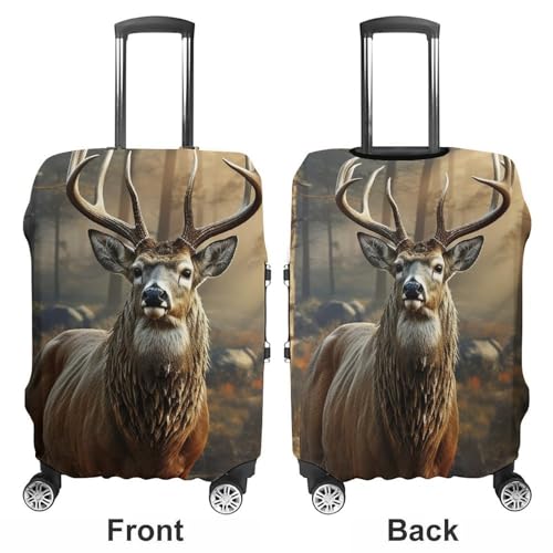Deer Hunting Season Luggage Cover, Washable Elastic Suitcase Cover Protector Fit 18-32 Inch Luggage3